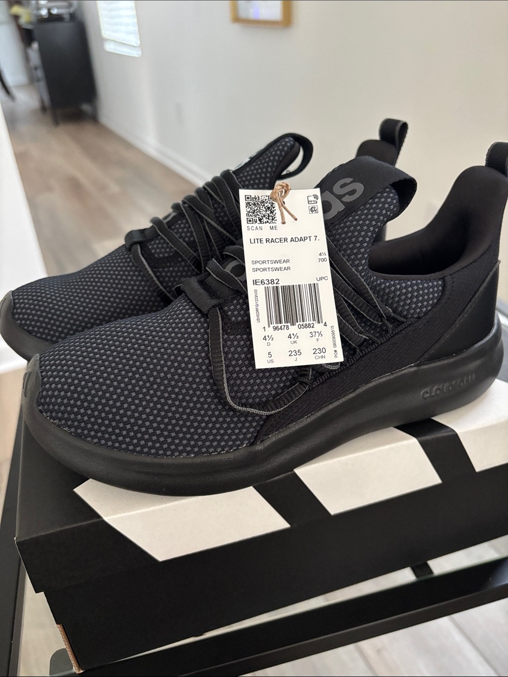 adidas Kids Black Lightweight Slip-On Sneakers
